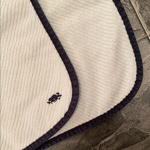 Vintage ROOTS Bath Mat Cotton White with Navy Trim Embroidered Logo Retro Preppy